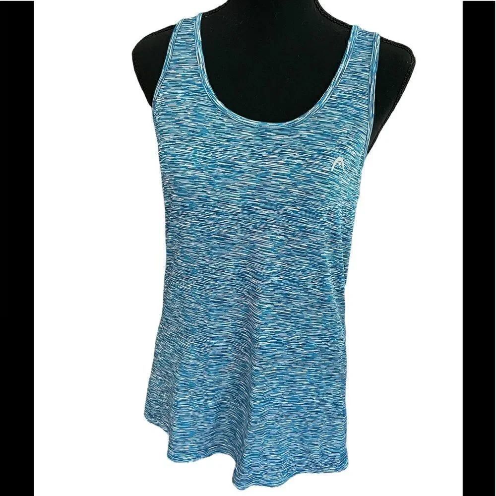 HEAD Racerback style blue/white/gray marled look tank, size M